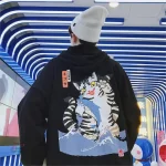 Vêtement streetwear japonais avec chat rigolo