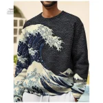 Sweat japonais Kanagawa avec motif inspiré des vagues