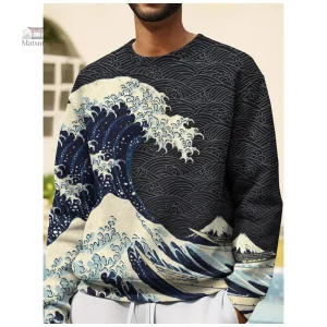 Sweat japonais Kanagawa avec motif inspiré des vagues