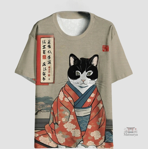 t-shirt-3d-chat-japonais-1 T-shirt 3D Chat Japonais