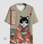 T-shirt Japonais avec design de chat en 3D