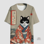 T-shirt 3D représentant un chat du Japon