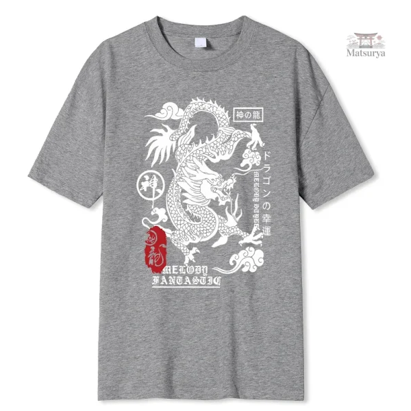 T-shirt japonais à motif de dragon