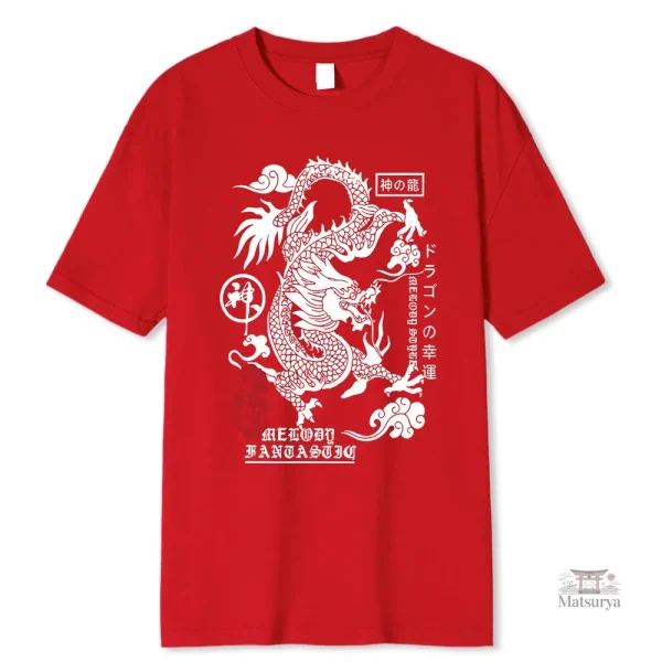 T-shirt dragon sur fond noir