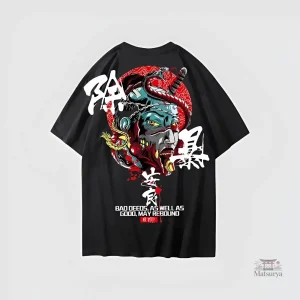 T-shirt imprimé japonais avec design unique et coloré
