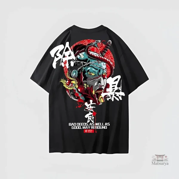 T-shirt imprimé japonais avec design unique et coloré