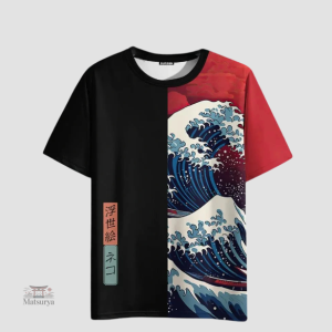 T-shirt Japonais à motif de vague en impression 3D