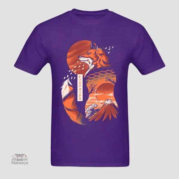T-shirt Japonais, design animalier de renard