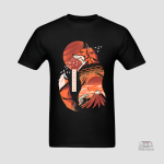T-shirt artistique avec design de renard japonais