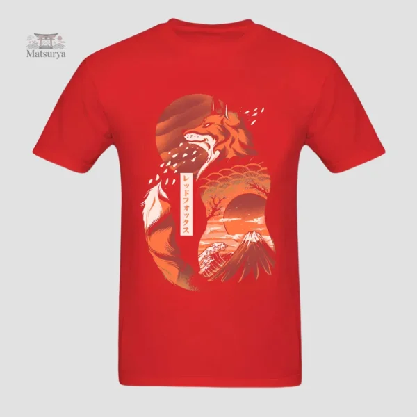 T-shirt artistique renard, inspiration japonaise