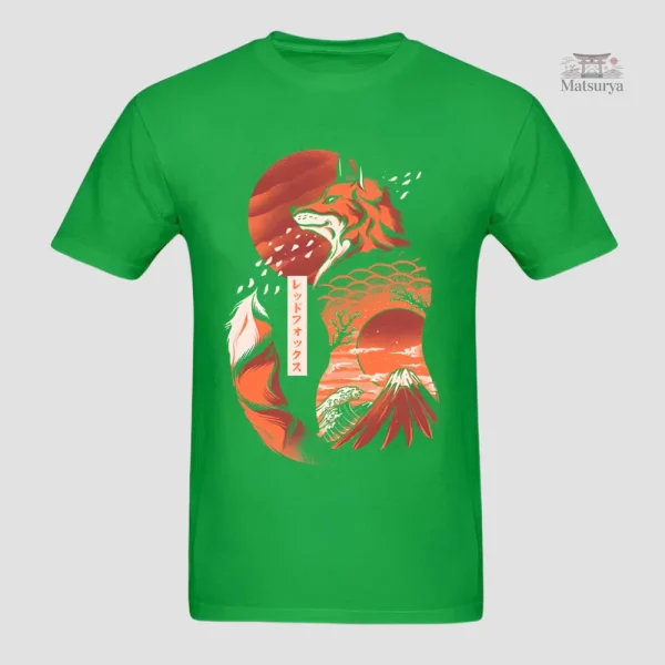 T-shirt Japonais, illustration de renard stylisé