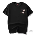 T-shirt japonais à motifs fleuris brodés
