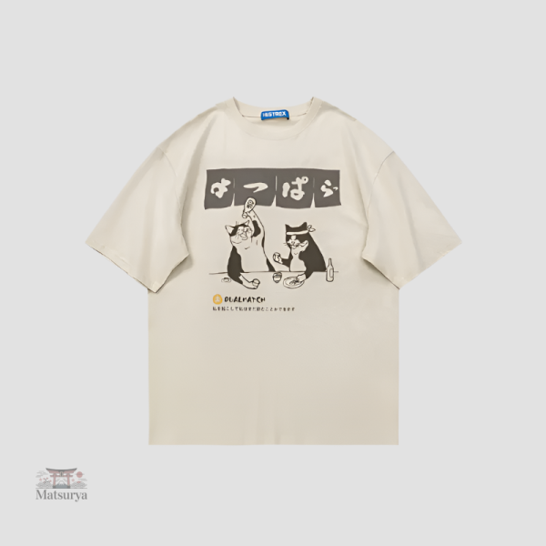 T-shirt chat drôle au style japonais
