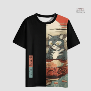 T-shirt Japonais Décontracté en couleur sobre