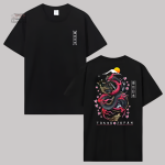 T-shirt Dragon Japonais avec fleurs de cerisier