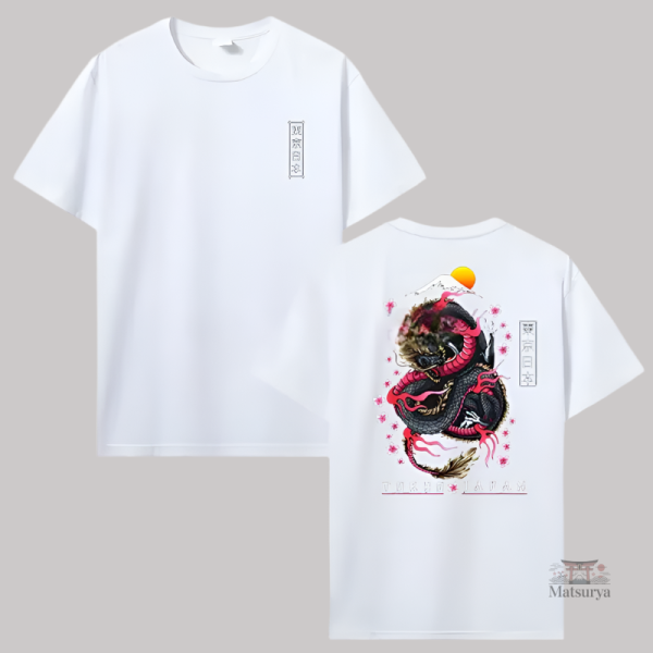 T-shirt Dragon Fleurs de Cerisier style Japonais