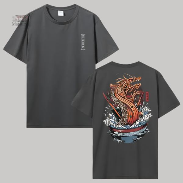 T-shirt tendance Japonais avec dragon