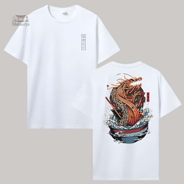 T-shirt graphique Japonais dragon et nouilles