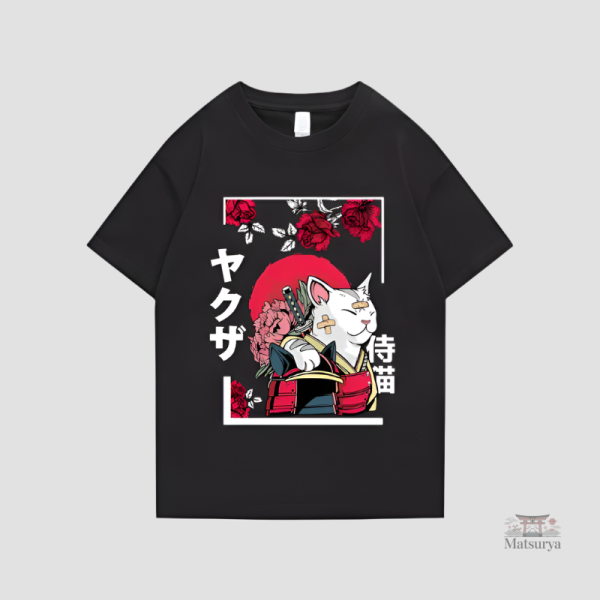T-shirt Japonais Chat Design en Coton