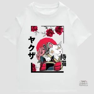 T-shirt en Coton avec motif de chat japonais