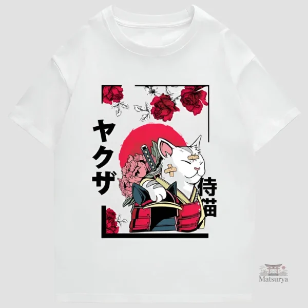 T-shirt en Coton avec motif de chat japonais