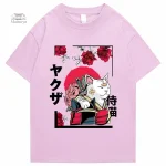 T-shirt coton avec design japonais de chat