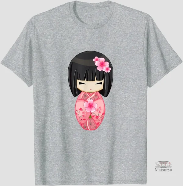 T-shirt Japonais avec motif de geisha coloré