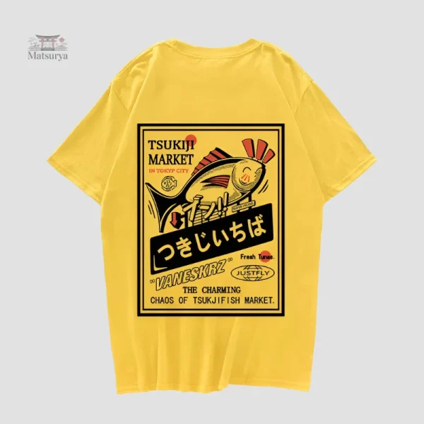T-shirt Japonais style Hip Hop avec design poisson