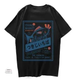T-shirt tendance Japonais, motif poisson coloré