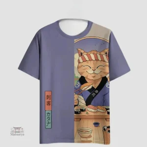 T-shirt imprimé chat japonais