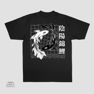 T-Shirt Koi Noir et Blanc Japonais