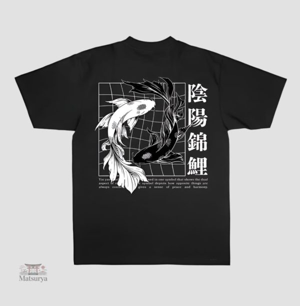 t-shirt-japonais-koi-noir-et-blanc-1 T-Shirt Koi Noir et Blanc Japonais