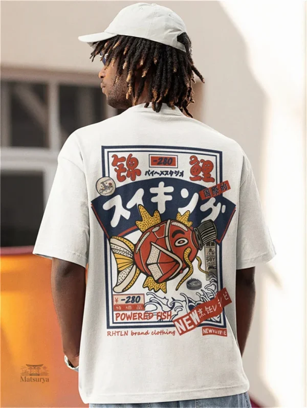 T-shirt streetwear japonais inspiré des carpes Koi