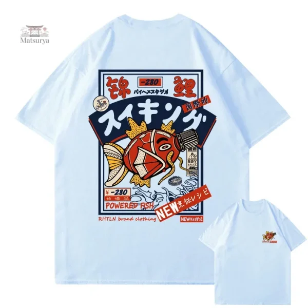 T-shirt streetwear japonais avec motif Koi