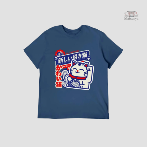 T-shirt Japonais Maneki Neko Stylé en noir