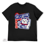 T-shirt stylé représentant le chat porte-bonheur japonais