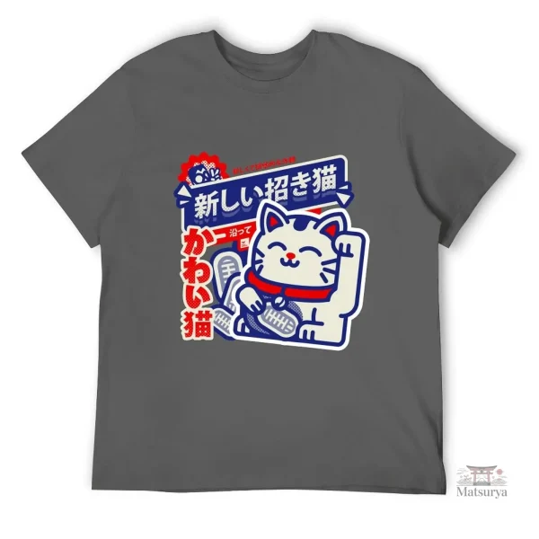 T-shirt Japonais avec motif Maneki Neko coloré