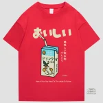 T-shirt Japonais blanc avec motif de lait
