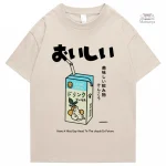 T-shirt Japonais, illustration ludique de lait