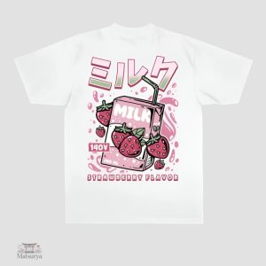 T-Shirt Japonais Milk Fraise design mignon et coloré