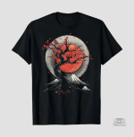 T-shirt design japonais avec ambiance nocturne