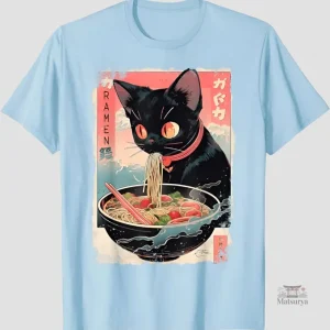 T-shirt avec motif ramen japonais, style décontracté