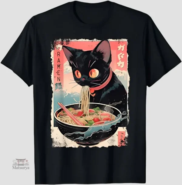 T-shirt avec design ramen, parfait pour les amateurs de cuisine