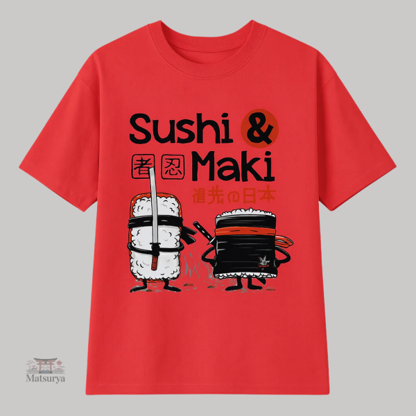 T-shirt Japonais à motif culinaire Sushi