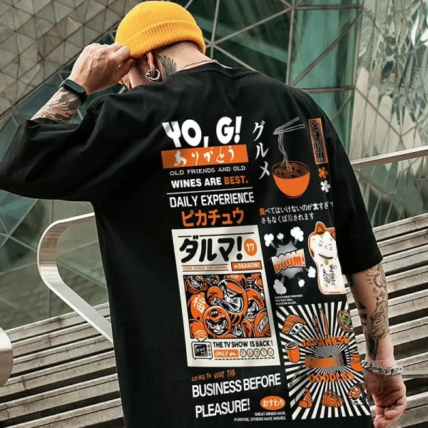 T-shirt oversize avec motifs japonais uniques