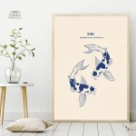 Art japonais Poisson Koi sur toile décorative