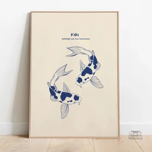 Décoration murale tableau japonais avec Poisson Koi