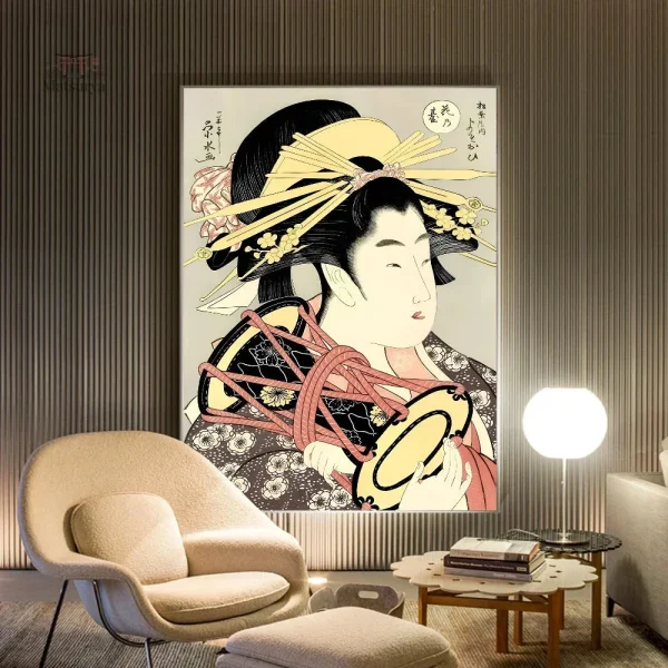 tableau-japonais-courtisane-yosooi-du-matsubaya-1 Tableau japonais Courtisane Yosooi