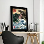 Tableau Japonais Dragon et Alien