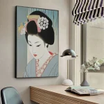 Tableau représentant une femme en kimono traditionnel